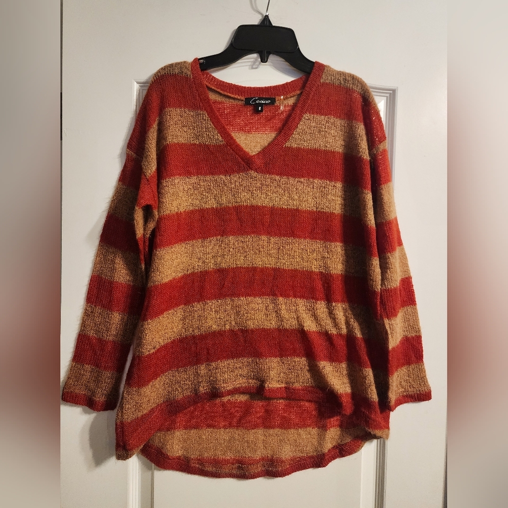CECICO Women's Orange and Tan Sweater | Size Small